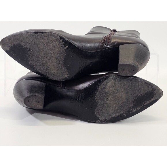 LM Women's 38 Lorenzo Banfi Brown Leather Pointed Toe Ankle Boots Booties EUC - Picture 7 of 8